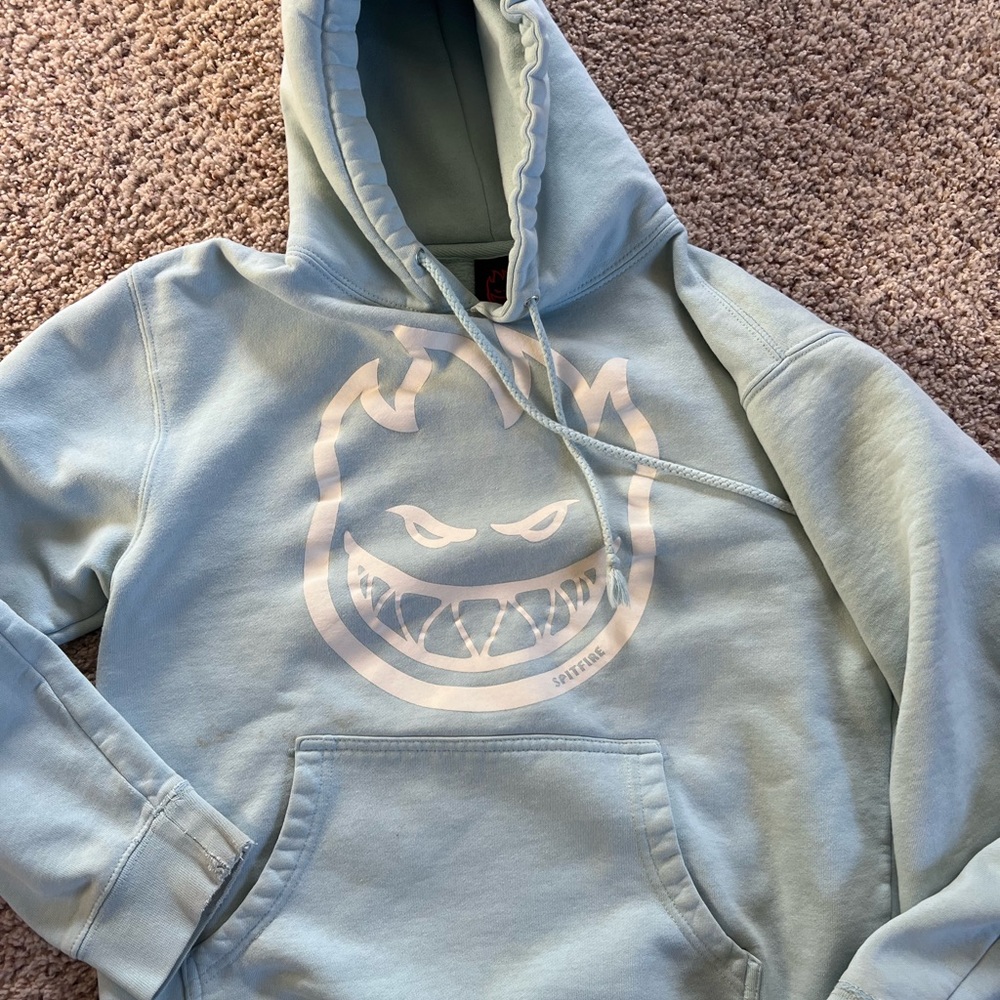 SPITFIRE big head light blue hooded sweatshirt size Small